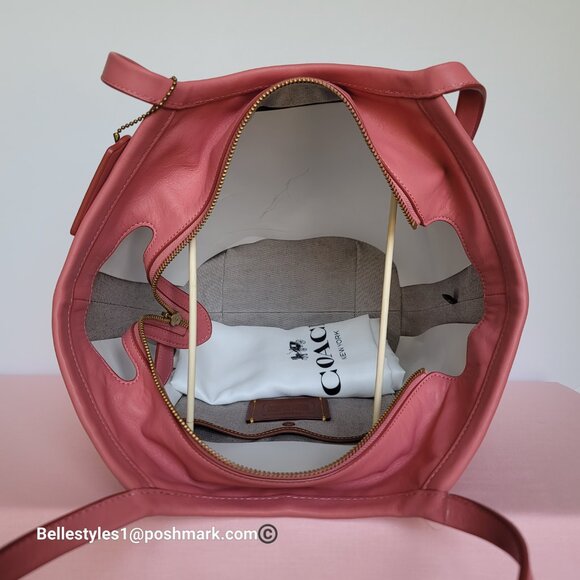 COACH Bea Colorblocked Smooth Leather Large Tote -Taffy Orange multi color ⭐ - Picture 12 of 16